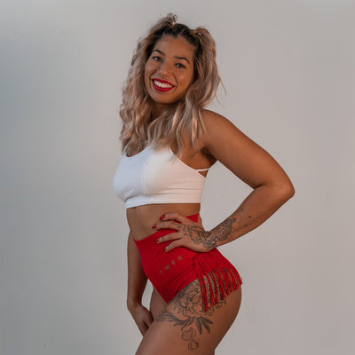TWRKWEAR The Perfect Twerk Shorts™ – Exclusive Collection: RED FRINGE